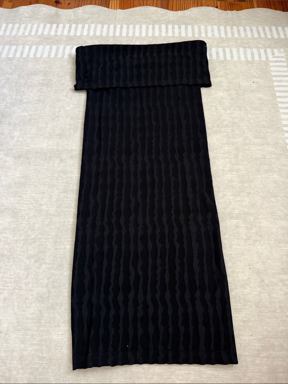 Wolford Black Textured Fold-Over Maxi Skirt